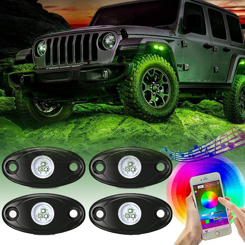 LED RGB Off-road Rock Lights Wireless Bluetooth Music Accent Car Jeep SUV Truck 