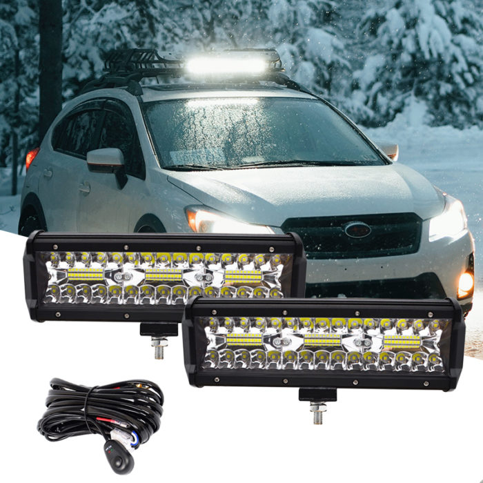 1 Pair 9'' 180W Triple Row LED Driving Light Bar Combo Beam with Wire Harness